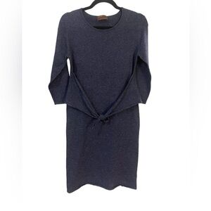Kerisma tie front sweater dress long sleeves navy blue minimalist medium